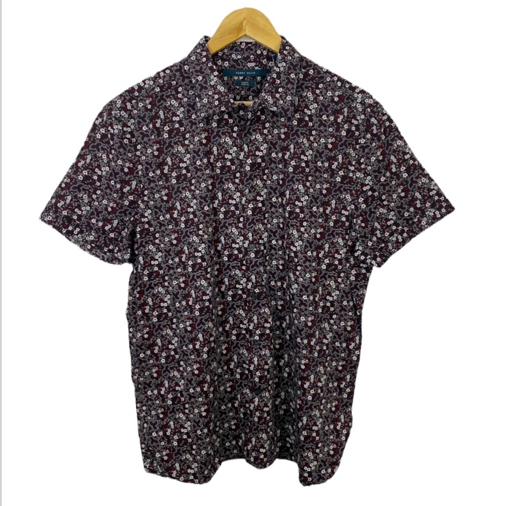 Perry Ellis Floral Button Down Shirt Size Large